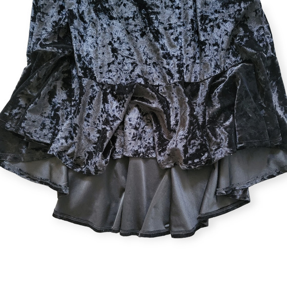 Lularoe Maurine Black Velvet High Neck Ruffle Hem 3/4 Bell Sleeve Dress Sz M - Picture 5 of 9